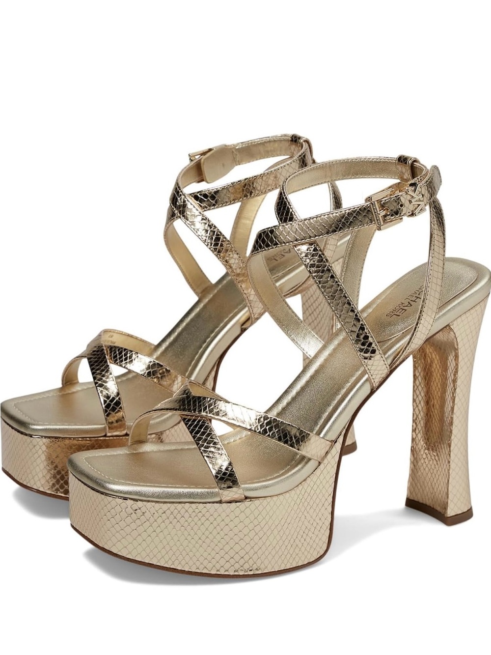 Michael Kors Gold Metallic Platform Strappy Sandals